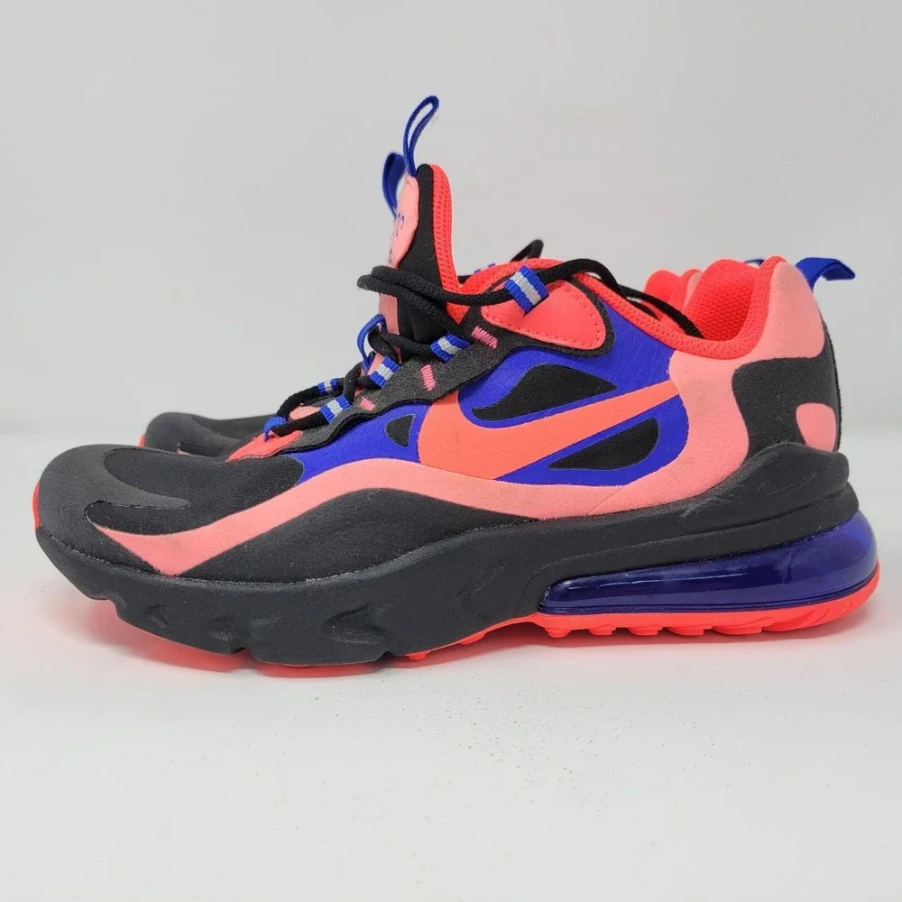 Nike Air Max 270 React‎ Athletic Shoes Black/Pink/Blue Size 4.5Y CT1579-001